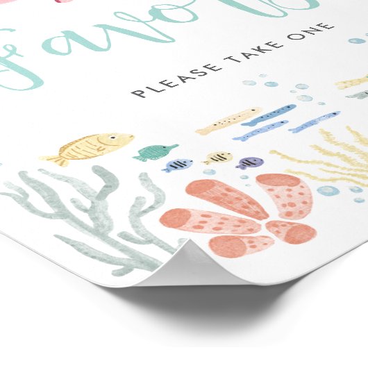 海の看板の下でピンクのクジラを好む ポスター (角)