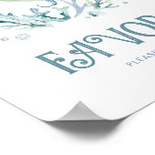 海の看板の下で編集可能な水色 ポスター (角)