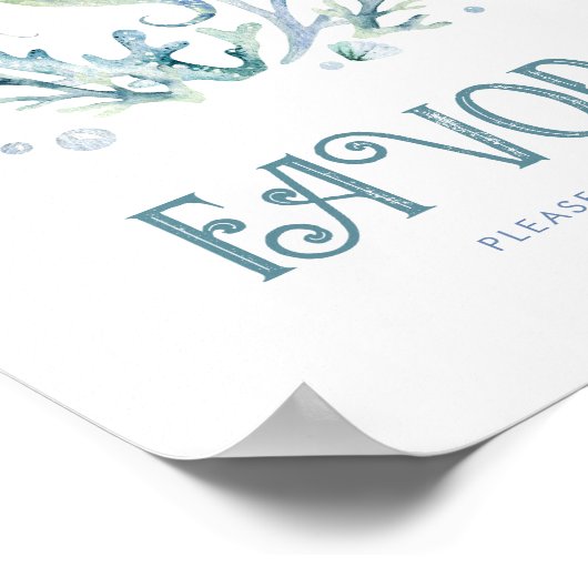 海の看板の下で編集可能な水色 ポスター (角)