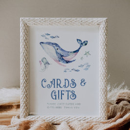 海の看板の下で編集可能な水色 ポスター