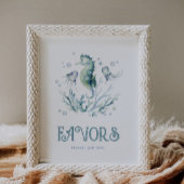 海の看板の下で編集可能な水色 ポスター