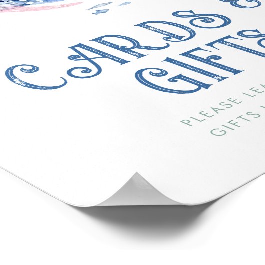 海の看板の下で編集可能な水色 ポスター (角)