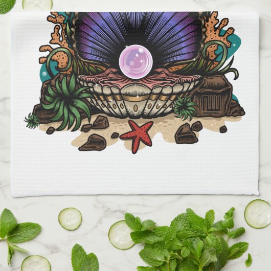 海の真珠 キッチンタオル (折り畳み)