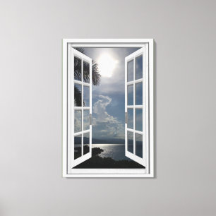 海の眺めTrompe - l ' oeilの擬似窓 キャンバスプリント