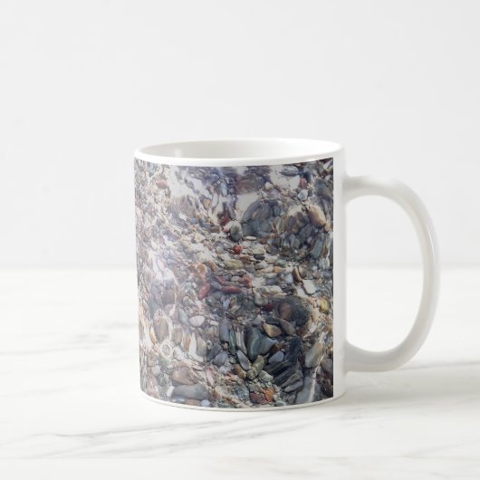 海の石の水の写真クラシック白マグカップ コーヒーマグカップ (右)