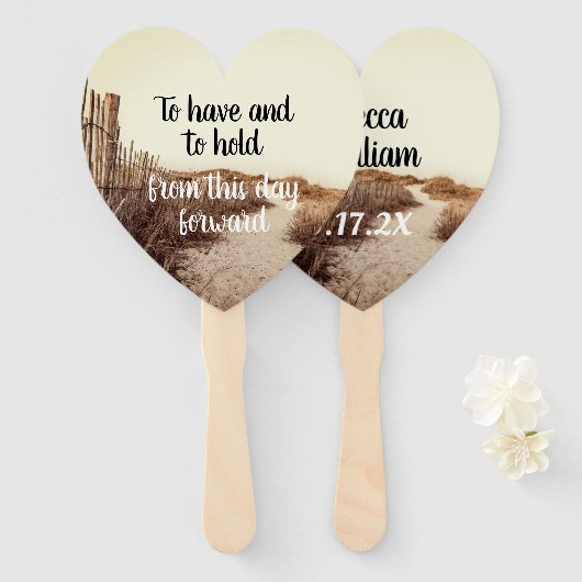 海の砂丘のファンを持って保持結婚する ハンドファン (正面&裏面)