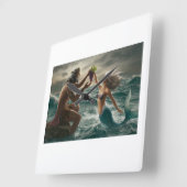 海の神と人魚の壁時計 スクエア壁時計 (傾斜)