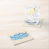 海の種族のコースターのハワイの岩石彫刻のカヌー スクエアペーパーコースター (インサイチュ)