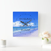 海の空気塩辛い毛 スクエア壁時計 (ホーム)