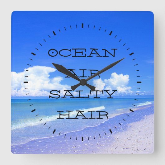海の空気塩辛い毛 スクエア壁時計 (正面)