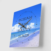 海の空気塩辛い毛 スクエア壁時計 (傾斜)