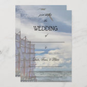 海の空白の結婚式招待状 招待状 (正面/裏面)