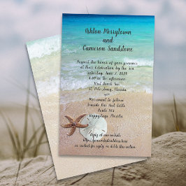 海の端の砂結婚ドル招待状