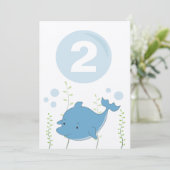 海の第2誕生日のベビーの招待の下のイルカ 招待状 (スタンド正面)