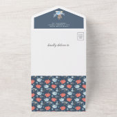 海の素朴下でいかりベビー航海のシャワー オールインワン招待状 (外側)