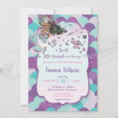 海の紫の下にアフリカ人魚の赤ちゃんシャワー 招待状 (正面)