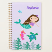 海の紫の下の人魚パーソナライズされた プランナー手帳 (正面)