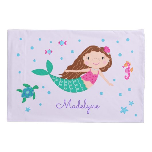 海の紫の下の人魚パーソナライズされた 枕カバー (裏面)