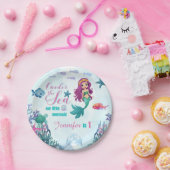 海の紫の人魚の女の子の一人の誕生日 ペーパープレート (パーティー)