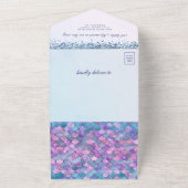 海の紫の人魚の海軍の青い赤ちゃんシャワーの下 オールインワン招待状 (外側)