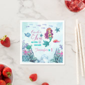 海の紫色の人魚の最初の誕生日の女の子 スタンダードカクテルナプキン (インサイチュ)