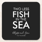 海の結婚式のレセプションで2匹の魚 スクエアペーパーコースター (正面)