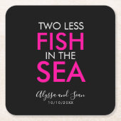 海の結婚式のレセプションスクエアの2つ少ない魚  スクエアペーパーコースター (正面)