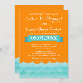 海の結婚式の招航海の待でオレンジ 招待状