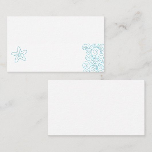 海の結婚星の渦巻きアクア白座席表 プレイスカード (正面/裏面)