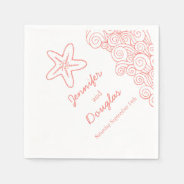 海の結婚星はサンゴの白い紙ナプキン スタンダードカクテルナプキン