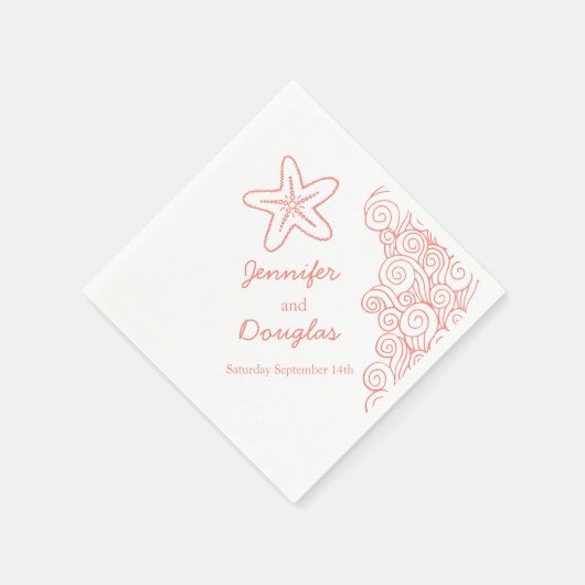 海の結婚星はサンゴの白い紙ナプキン スタンダードカクテルナプキン (角)