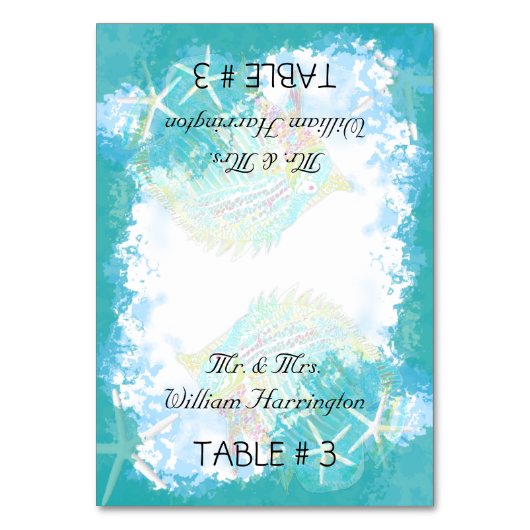 海の緊張結婚座席表の下 テーブルナンバー (正面)