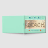 海の緑と砂、ヒトデ、シェル、ビーチハウス ゲストブック (全面)