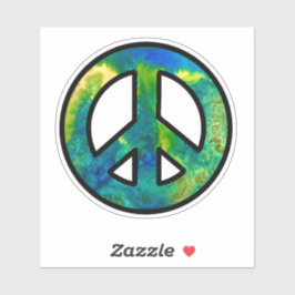 海の緑のインクの平和サイン シール