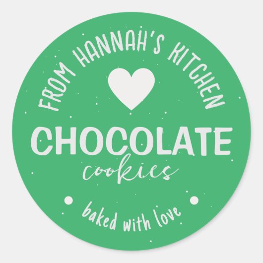 海の緑のグリッター背景 愛を込めて焼きました ラウンドシール (正面)