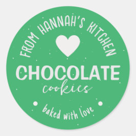 海の緑のグリッター背景 焼き上げました愛を込めて ラウンドシール