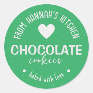 海の緑のグリッター背景 焼き上げました愛を込めて ラウンドシール