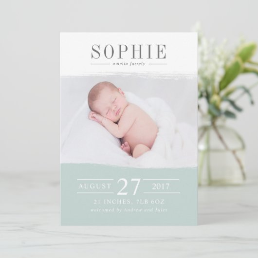 海の緑の完全写真誕生のお知らせ 案内状 (スタンド正面)