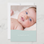 海の緑の完全写真誕生のお知らせ 案内状 (裏面)