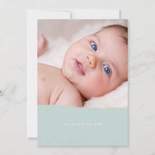 海の緑の完全写真誕生のお知らせ 案内状 (裏面)