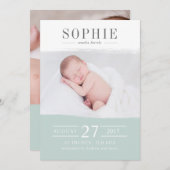 海の緑の完全写真誕生のお知らせ 案内状 (正面/裏面)