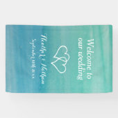 海の緑の水の色のプリントは私たちの結婚の 横断幕 (横)