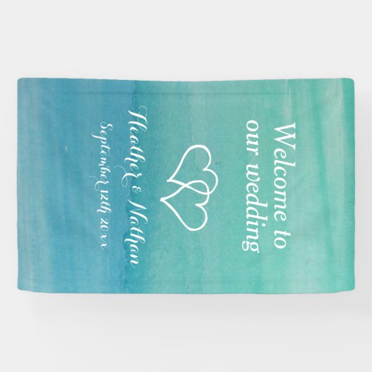 海の緑の水の色のプリントは私たちの結婚の 横断幕 (横)