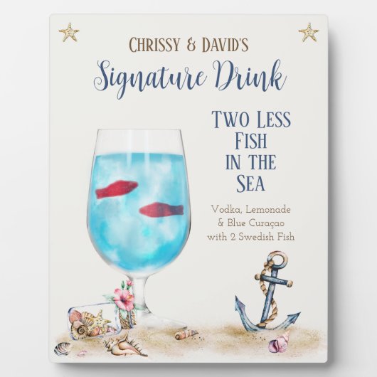 海の署名ドリンクの看板の2つの魚の減少 フォトプラーク (正面)