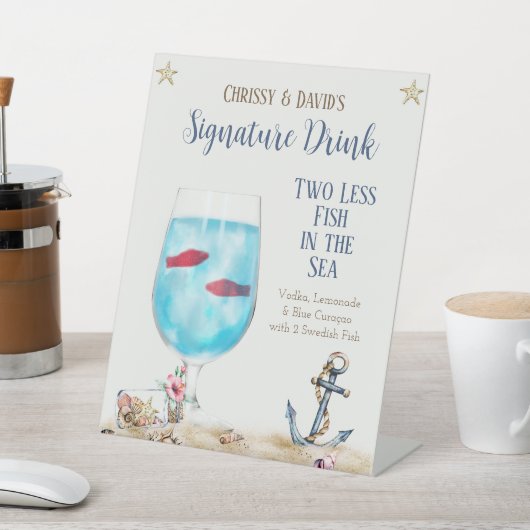 海の署名ドリンクの看板の2つの魚の減少 台座サイン (インサイチュ)