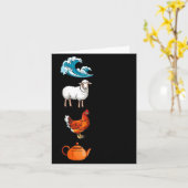 海の羊と鶏と紅茶の面白いジョーク 名言 引用 メンズ レディース カード (黄色い花)