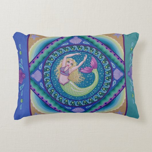 海の美しい人魚の水泳 アクセントクッション (正面)