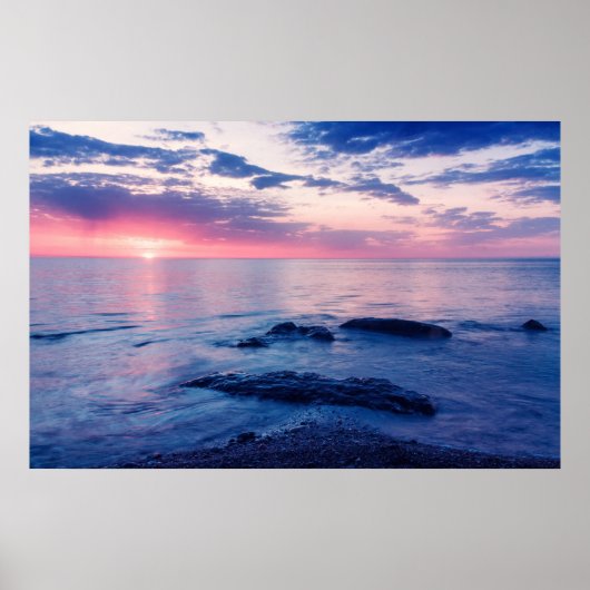 海の美しい夕日 ポスター (正面)