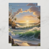 海の美しい日の出 サンキューカード (正面/裏面)