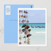 海の背景に貝殻 ポストカード (正面/裏面)